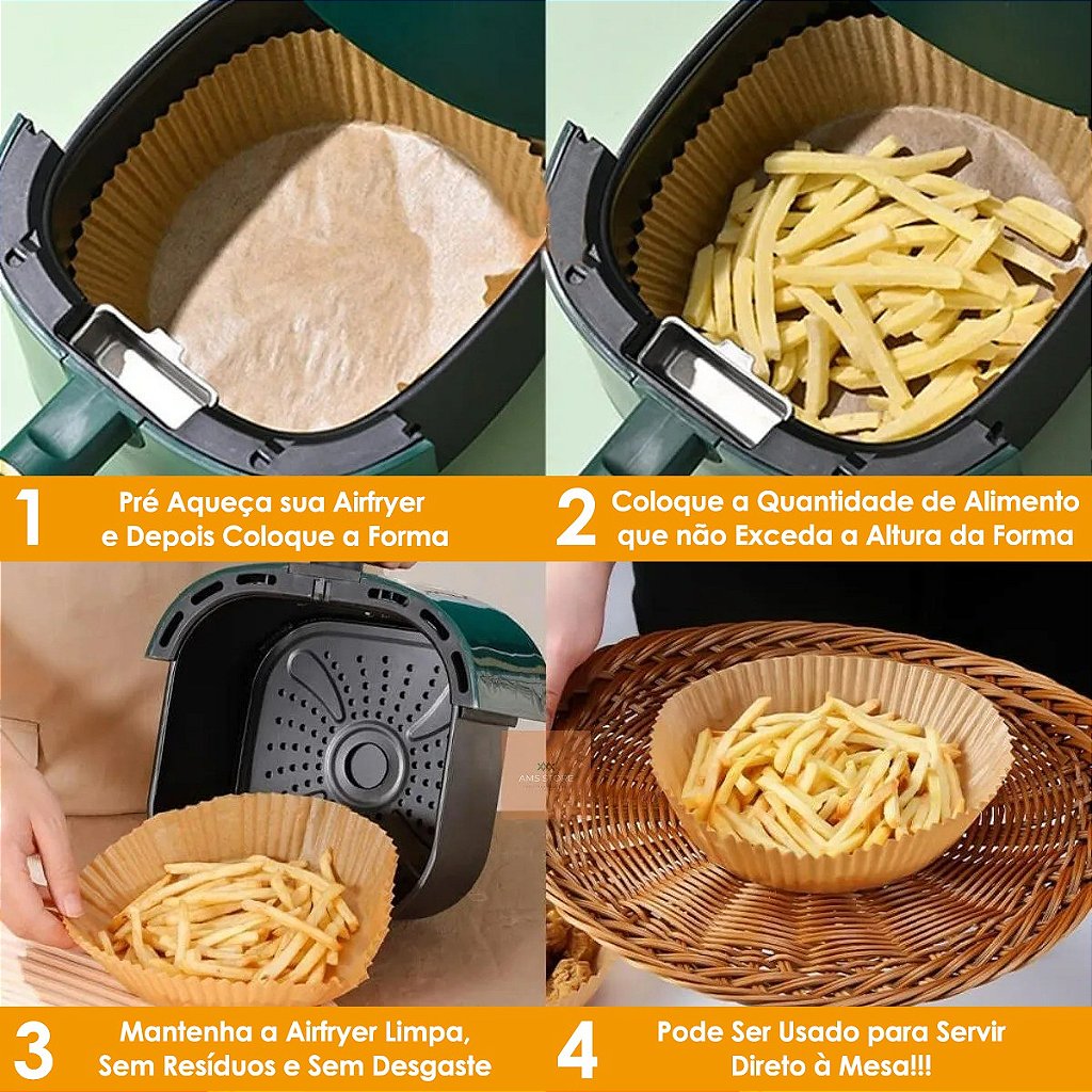 Forro De Papel Airfryer Tapete Forma Antiaderente 50 Unidades Descartáveis - Imagem 7